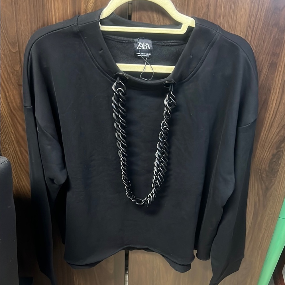 Zara Black Chain Detail Sweatshirt